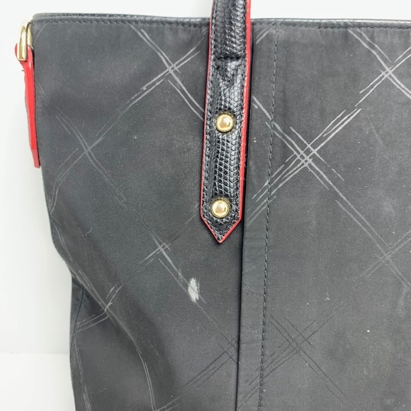 VERA BRADLEY Black Red Trim Handbag Tote Purse Lined Diamond Pattern Large Bag - Picture 8 of 16